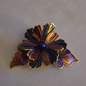 Vintage Gold and Purple Petal Brooch.